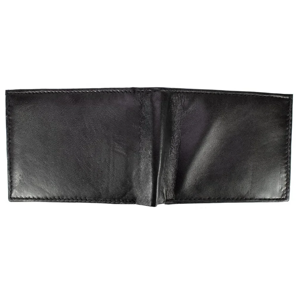 Men Lambskin Leather Wallet ID Card Organizer Black Bifold Stylish Wallet
